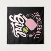 Pickleball Mädchen Spielerin Wandteppich (Vorderseite (Horizontal))
