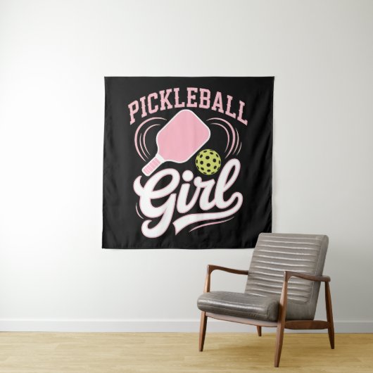 Pickleball Mädchen Spielerin Wandteppich (Beispiel)