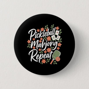 Pickleball Mahjong Wiederholung Blume Floral Paddl Button