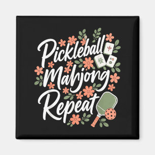 Pickleball Mahjong Wiederholung Blume Floral Paddl Magnet