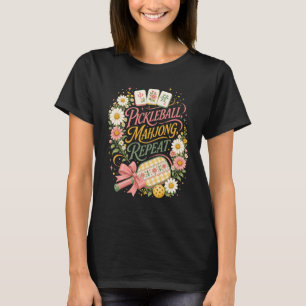 Pickleball Mahjong Wiederholung Blume Floral Paddl T-Shirt