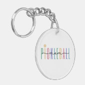 Pickleball-Mama farbenfroh Schlüsselanhänger (Vorderseite links)