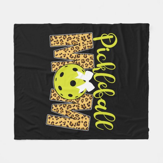 Pickleball Mama Mother Leopard Fleecedecke (Vorderseite (Horizontal))