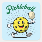PICKLEBALL MASCOT von Pickleball Playerz Quadratischer Aufkleber (Vorderseite)