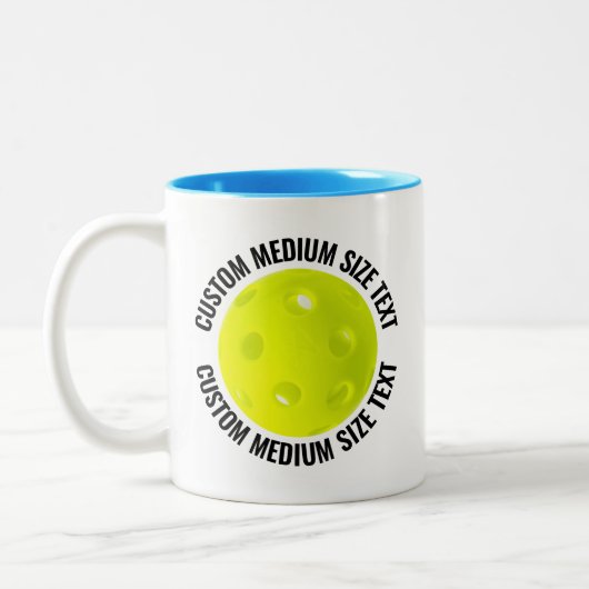 Pickleball & Medium Text HELLBLAU 325ml Custom Zweifarbige Tasse (Links)