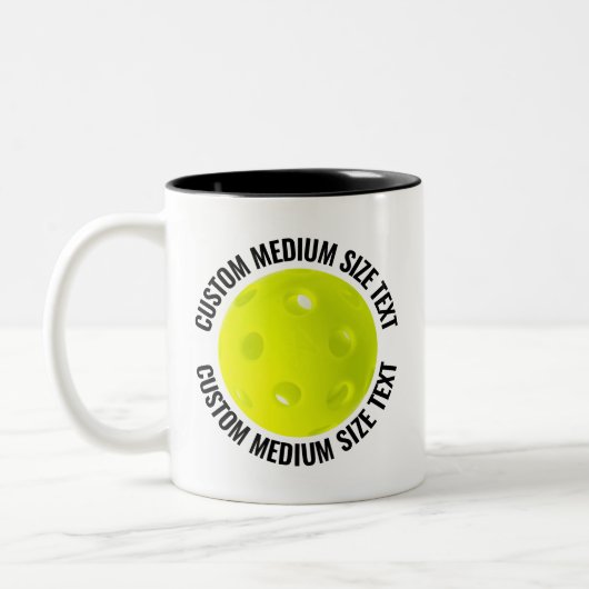 Pickleball & Medium Text SCHWARZ 11oz Custom Zweifarbige Tasse (Links)