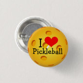 Pickleball Miniknopf: I Liebe Pickleball Button (Vorne & Hinten)