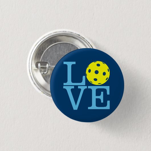 Pickleball Miniknopf: LIEBE (blau) Button (Vorne & Hinten)