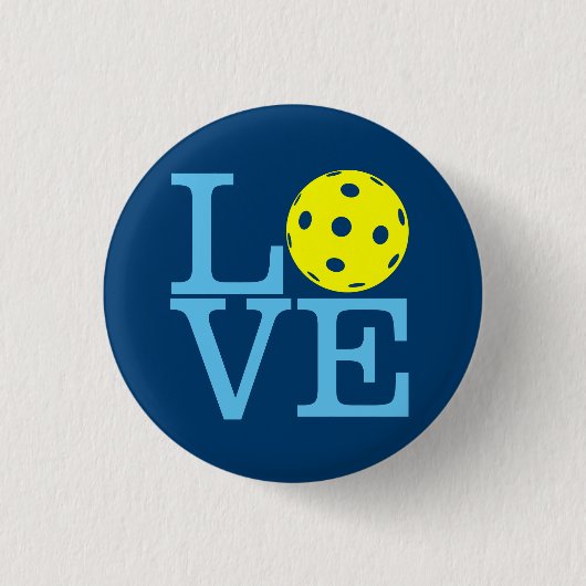 Pickleball Miniknopf: LIEBE (blau) Button (Vorderseite)