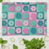 Pickleball (Minzgrün und Rosa) Geschirrtuch (Gefaltet)