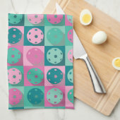 Pickleball (Minzgrün und Rosa) Geschirrtuch (Viertel Falte)