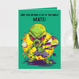 Pickleball mit Alien Happy Birthday Card Feiertagskarte