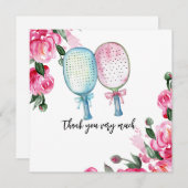 Pickleball mit Blume Dankeskarte (Vorne/Hinten)