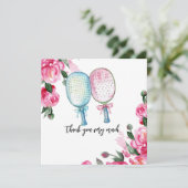 Pickleball mit Blume Dankeskarte (Stehend Vorderseite)