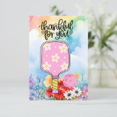 Pickleball mit Blume Dankeskarte (Stehend Vorderseite)