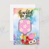 Pickleball mit Blume Dankeskarte (Vorne/Hinten)