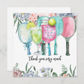 Pickleball mit Blume Dankeskarte (Vorne/Hinten)