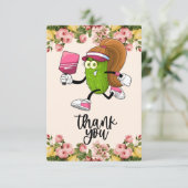 Pickleball mit Blume für Frauenspieler Dankeskarte (Stehend Vorderseite)