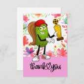 Pickleball mit Blume für Frauenspieler Dankeskarte (Vorne/Hinten)