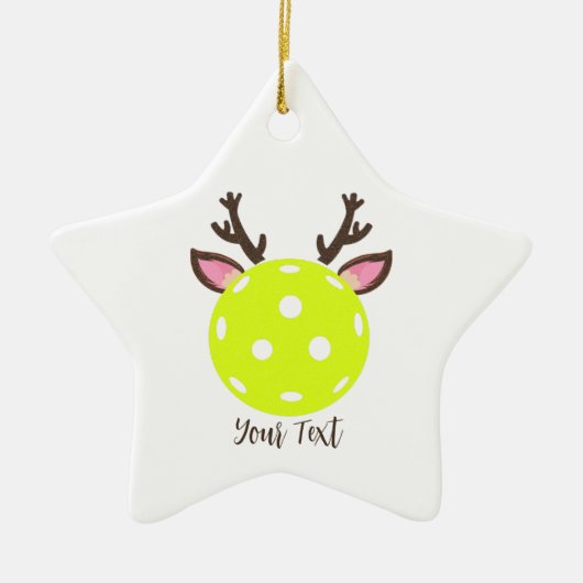 Pickleball mit den Rentierfessern. Funny Picklebal Keramik Ornament (Vorne)