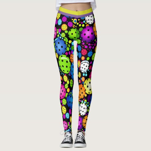 Pickleball mit elektrischer Kundgebung Leggings (Vorderseite)