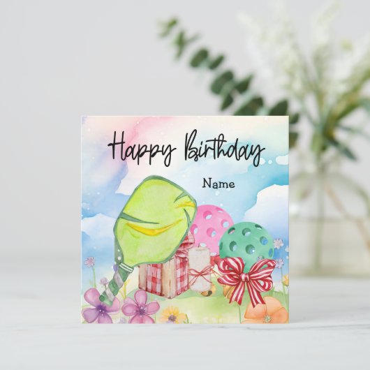 Pickleball mit Geburtstagsgeschenken (Stehend Vorderseite)