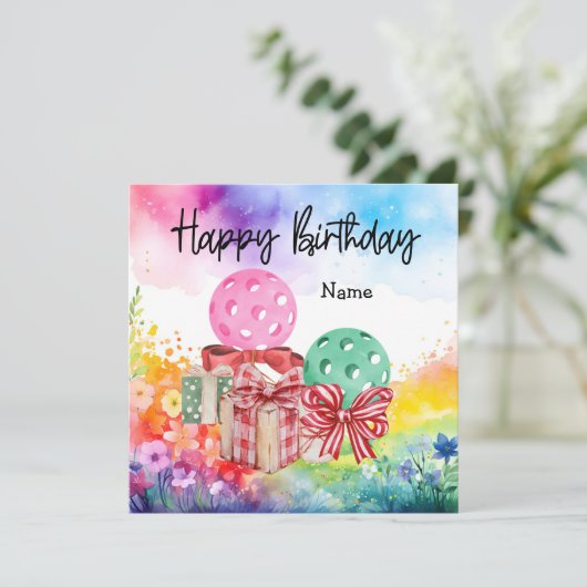 Pickleball mit Geburtstagsgeschenken (Stehend Vorderseite)