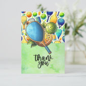 Pickleball mit lustigen Blume Dankeskarte (Stehend Vorderseite)