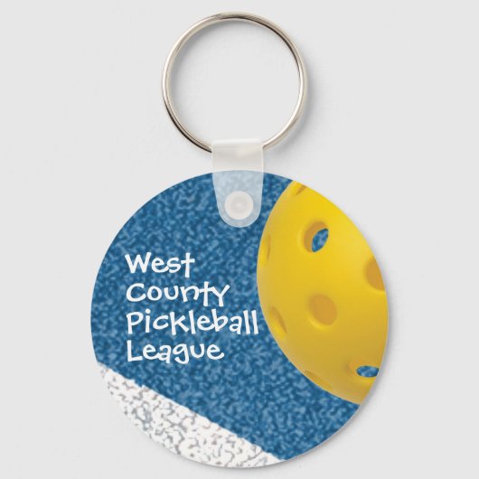 Pickleball mit Namen, Team oder Liga Schlüsselanhänger (Vorderseite)