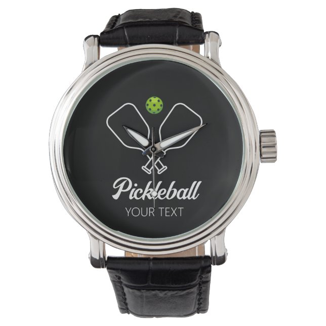 Pickleball mit Paddles und Ball Personalisiert Armbanduhr (Vorderseite)