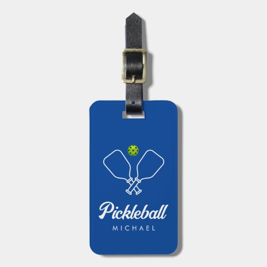 Pickleball mit Paddles und Ball Personalisiert bla Gepäckanhänger (Vorderseite vertikal)