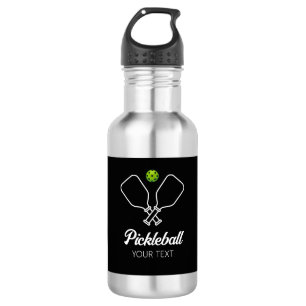Pickleball mit Paddles und Ball Personalisiert Edelstahlflasche