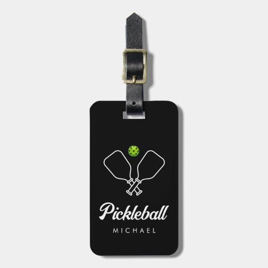 Pickleball mit Paddles und Ball Personalisiert Gepäckanhänger (Vorderseite vertikal)