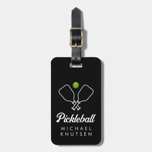 Pickleball mit Paddles und Ball Personalisiert Gepäckanhänger (Vorderseite vertikal)