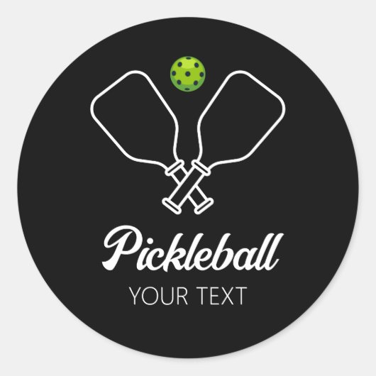 Pickleball mit Paddles und Ball Personalisiert Runder Aufkleber (Vorderseite)