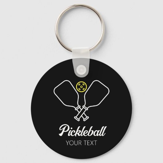Pickleball mit Paddles und Ball Personalisiert Schlüsselanhänger (Vorderseite)