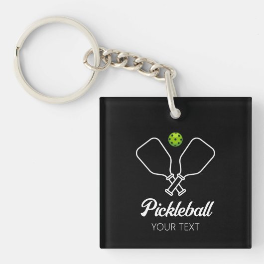 Pickleball mit Paddles und Ball Personalisiert Schlüsselanhänger (Vorderseite)