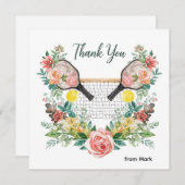 Pickleball mit schönen Blume Dankeskarte (Vorne/Hinten)