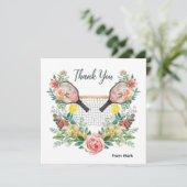 Pickleball mit schönen Blume Dankeskarte (Stehend Vorderseite)