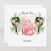 Pickleball mit schönen Blume Dankeskarte (Vorne/Hinten)