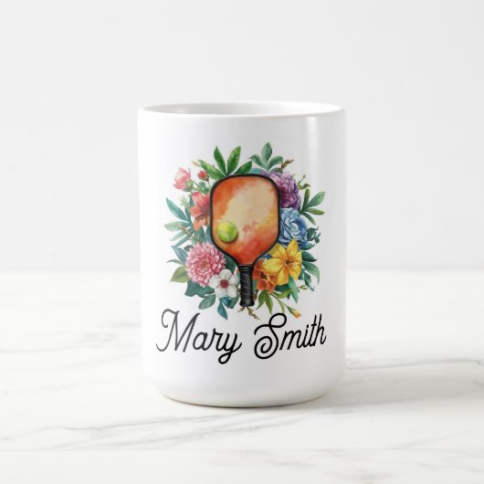 Pickleball mit schönen Blumen Kaffeetasse (Mittel)
