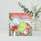 Pickleball mit Weihnachtsrahmen Feiertagskarte (Stehend Vorderseite)