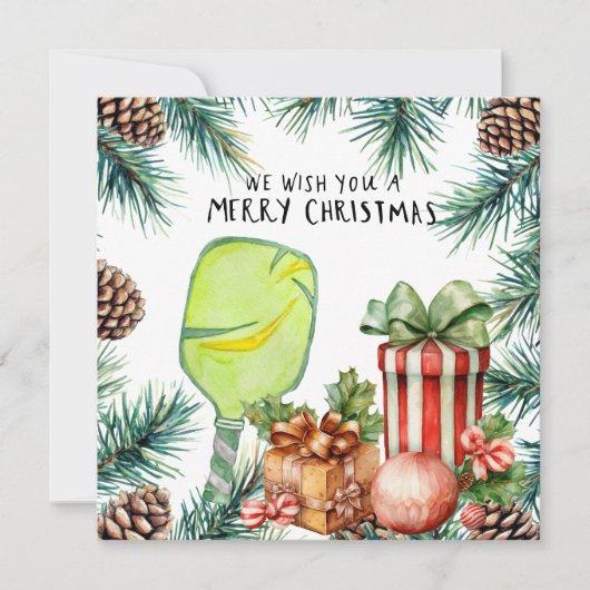 Pickleball mit Weihnachtsrahmen Feiertagskarte (Vorderseite)