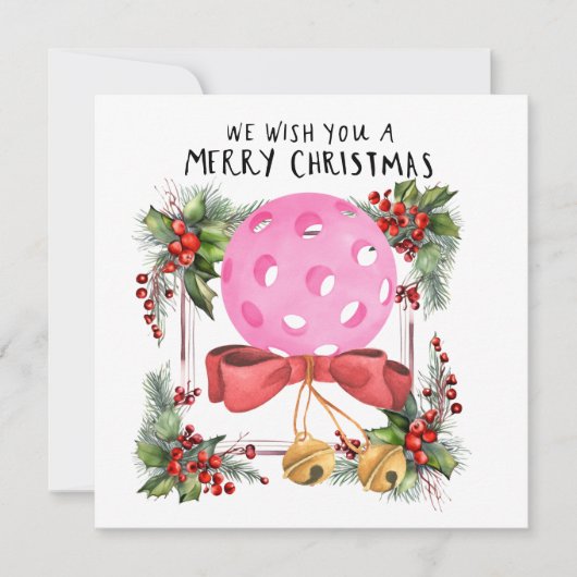 Pickleball mit Weihnachtsrahmen Feiertagskarte (Vorderseite)