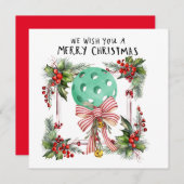 Pickleball mit Weihnachtsrahmen Feiertagskarte (Vorne/Hinten)