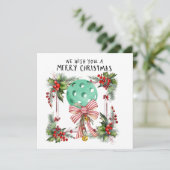 Pickleball mit Weihnachtsrahmen Feiertagskarte (Stehend Vorderseite)