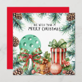 Pickleball mit Weihnachtsrahmen Feiertagskarte (Vorne/Hinten)
