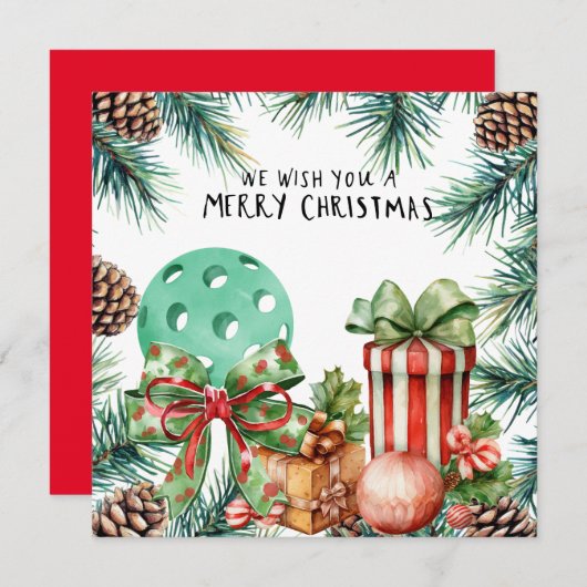 Pickleball mit Weihnachtsrahmen Feiertagskarte (Vorne/Hinten)