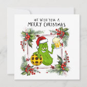 Pickleball mit Weihnachtsrahmen Feiertagskarte (Vorderseite)