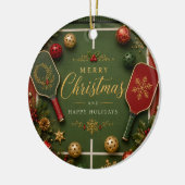 Pickleball mit Weihnachtsrahmen Keramik Ornament (Links)